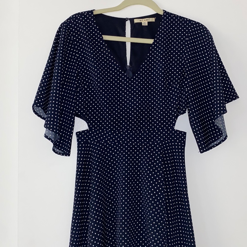 Navy blue polka dot dress